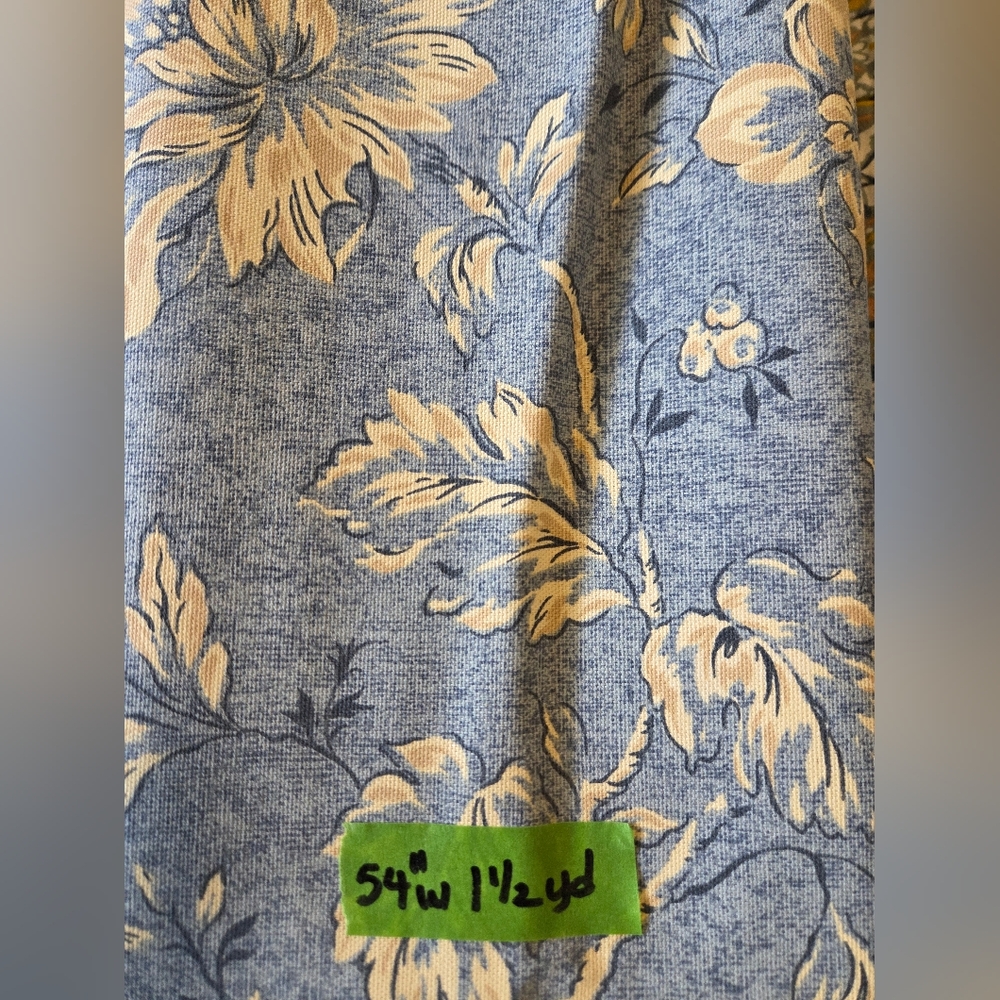 Floral Blue and Cream Fabric